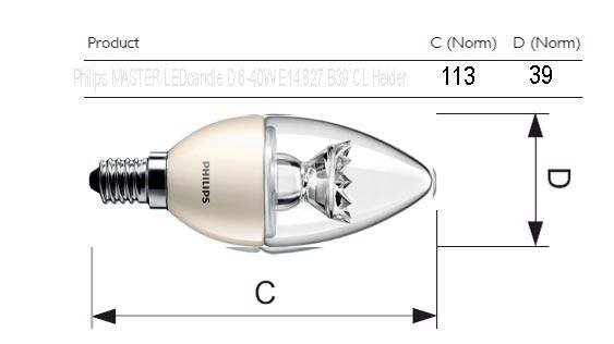 Lampmaten Philips LEDKAARS D 6W E14 2700K 230V B39 Lampmaten Philips LEDKAARS D 6W E14 2700K 230V B39